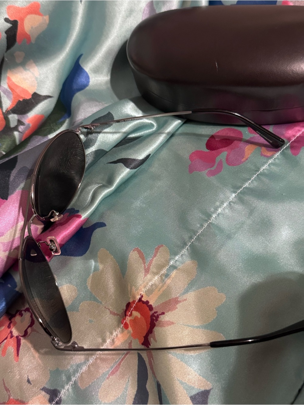 Coach Aviator Sunglasses with Shiny Dark Gunmetal Frame - Picture 5 of 9